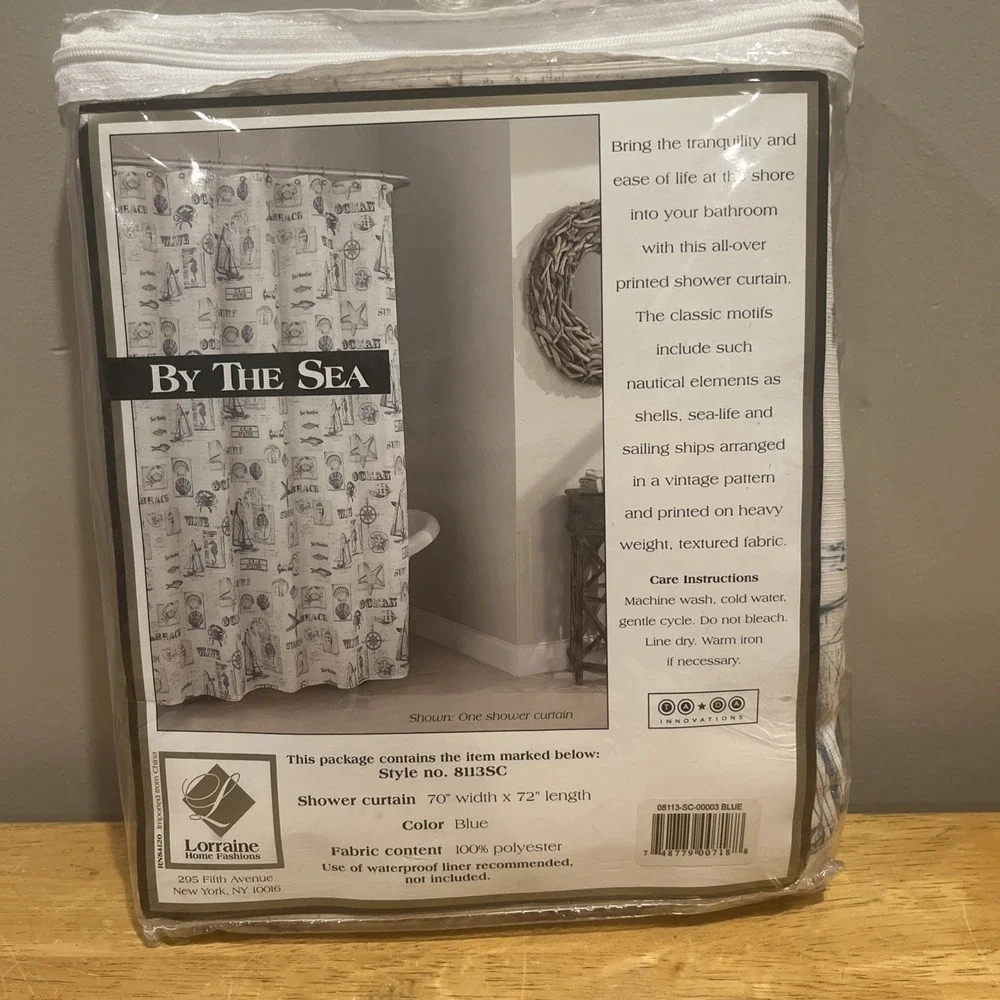 By The Sea Lorraine‎ Home Fashions Fabric Shower Curtain 70x72